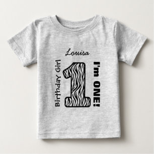 1st Birthday Girl ZEBRA One Year Custom V03I Baby T-Shirt