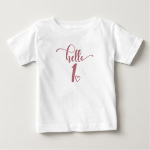 1st Birthday Girls Hello One Cute 1 Year Old Baby Baby T-Shirt
