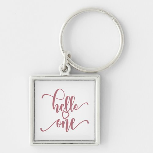 1st Birthday Girls Hello One Cute 1 Year Old Baby Keychain