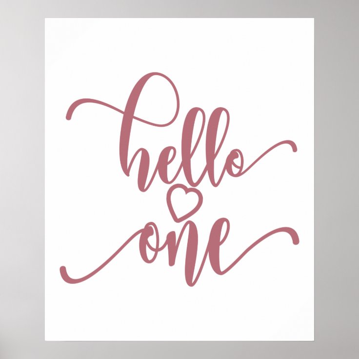 1st Birthday Girls Hello One Cute 1 Year Old Baby Poster Zazzle