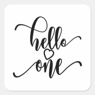 1st Birthday Girls Hello One Cute 1 Year Old Baby Square Sticker