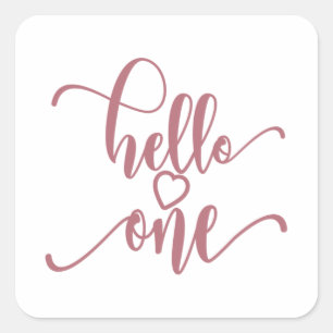 1st Birthday Girls Hello One Cute 1 Year Old Baby Square Sticker