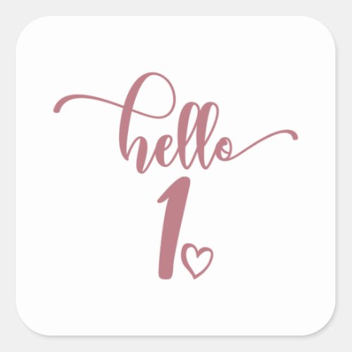 1st Birthday Girls Hello One Cute 1 Year Old Baby Square Sticker