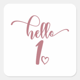 1st Birthday Girls Hello One Cute 1 Year Old Baby Square Sticker