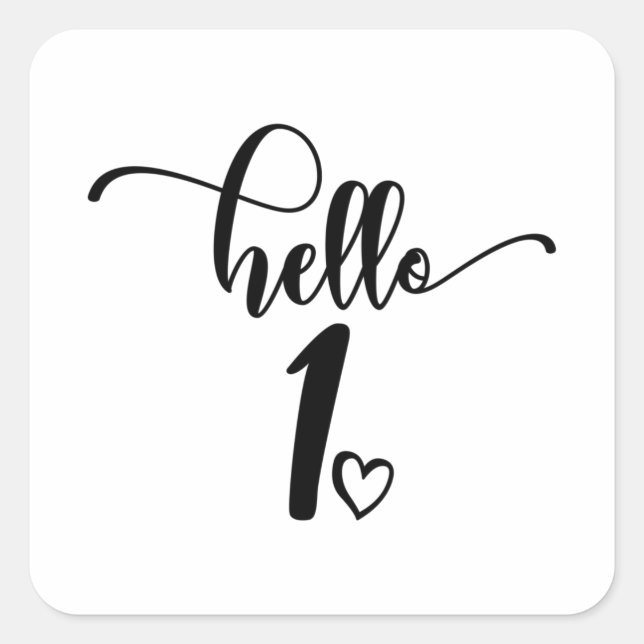 1st Birthday Girls Hello One Cute 1 Year Old Baby Square Sticker (Front)