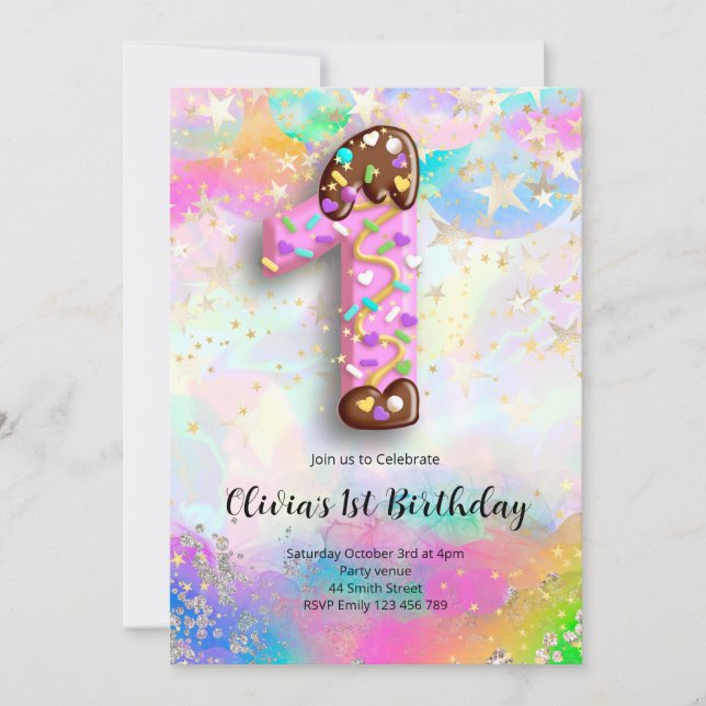 1st Birthday Girls Invitation (Front)