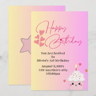 1st birthday girls invitation in pink