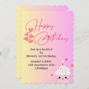 1st birthday girls invitation in pink
