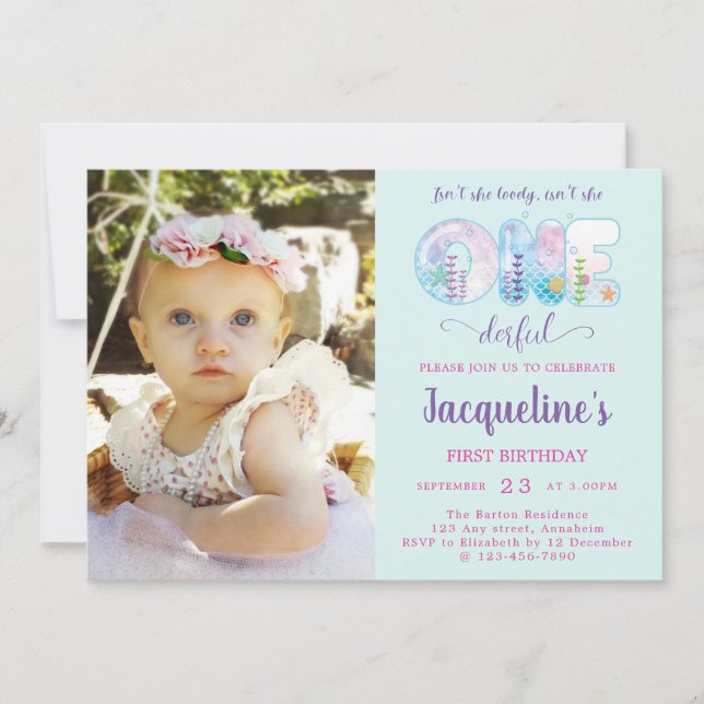 1st Birthday Girls Under The Sea Pretty Invitation (Front)