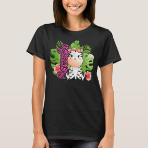 1st Birthday Girls Zebra 1 Years Old Safari Animal T-Shirt