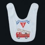 1st Birthday Grandson, Firetruck Baby Bib<br><div class="desc">Birthday wishes are rushing through with this cute red fire truck gift,  souvenir,  giveaway or party essential to celebrate your Grandson’s FIRST birthday!</div>