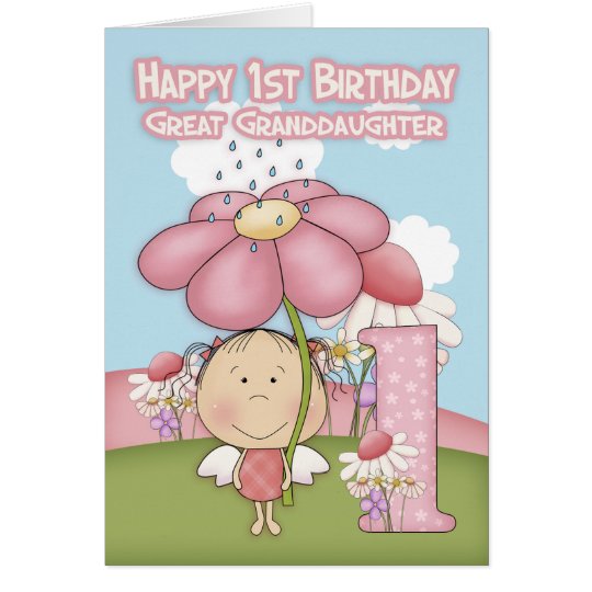 1st Birthday - Great Granddaughter - Greeting Card ...