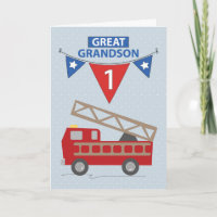1st Birthday Great Grandson, Firetruck