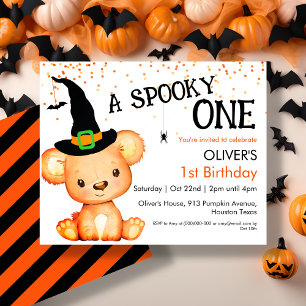 1st Birthday Halloween Bear Invitation