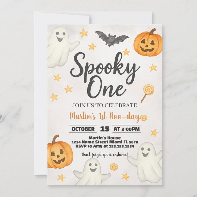 1st Birthday Halloween Invitation (Front)
