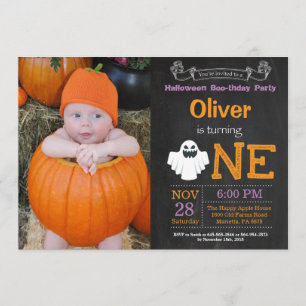 1st Birthday Halloween Party Photo Invitation