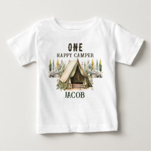 1st Birthday Happy Camper Kids Birthday Party Baby T-Shirt