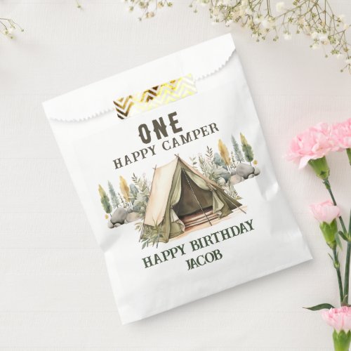 1st Birthday Happy Camper Kids Birthday Party Favor Bag