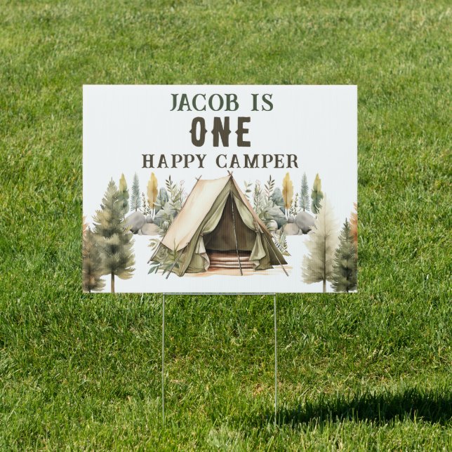1st Birthday Happy Camper Kids Birthday Party Sign (Insitu)