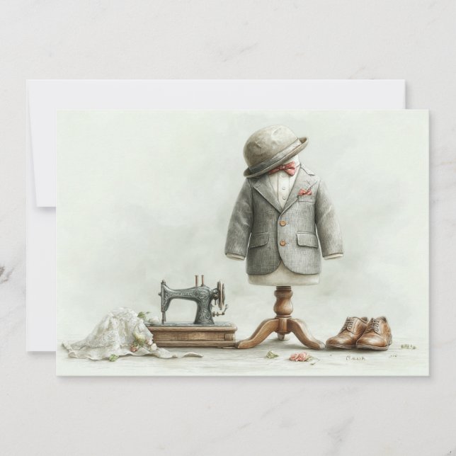 1st birthday Haute Couture Baby Boy & Atelier  Invitation (Front)