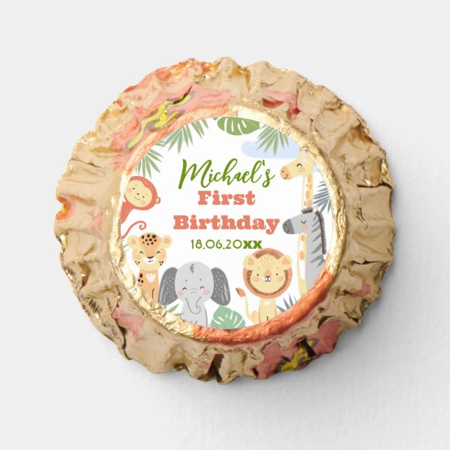 1st birthday Hershey's Candy Favors with animals (Front)