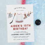 1st Birthday | Hockey Birthday Party Invitation<br><div class="desc">Put your game face on and celebrate with our Hockey birthday party invitation. It's perfect for any hockey or ice skating birthday party. Add your custom wording to this design by using the "Edit this design template" boxes on the right hand side of the item, or click the blue "Customize...</div>