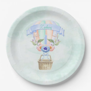 1st Birthday Hot Air Balloon Blue Mint Peach Paper Plates