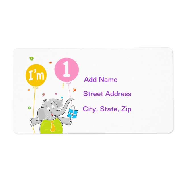 1st Birthday I am 1 Years Old Label (Front)