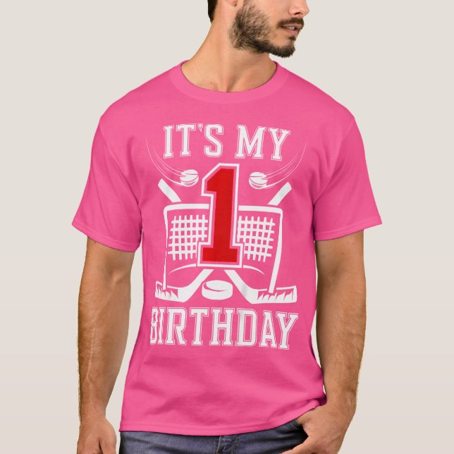 1St Birthday Ice Hockey Boy 1 Year Old Ice Hockey  T-Shirt (Front)