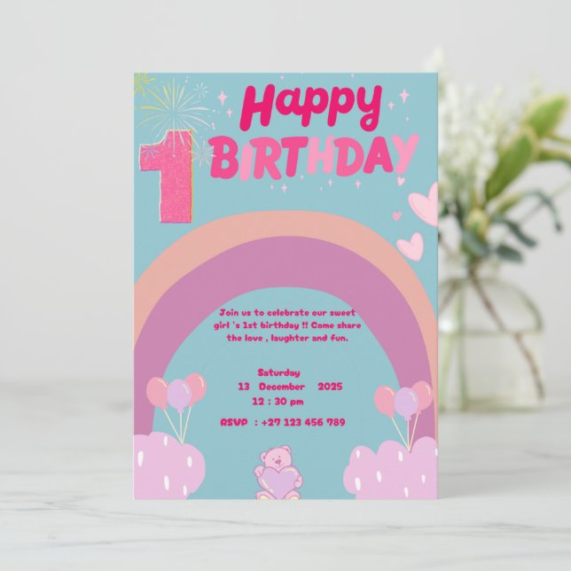 1st birthday invitation  (Standing Front)