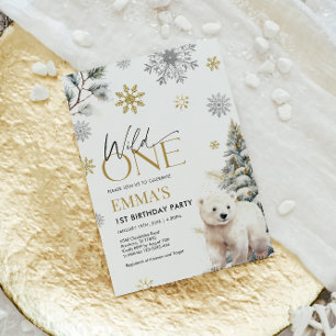 1st Birthday Invitation Bear, Wild One Birthday 