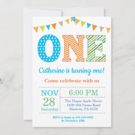 1st Birthday Invitation. Boy First Birthday Invitation
