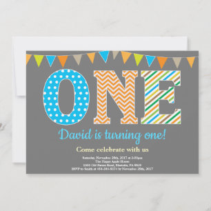 1st Birthday Invitation. Boy First Birthday Invitation