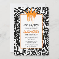 1st birthday invitation boy Party Graffiti Paint