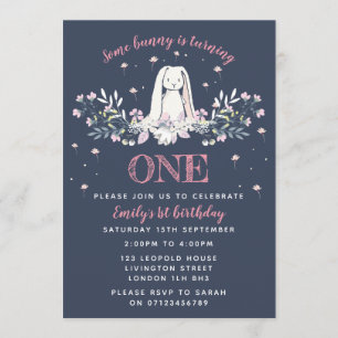 1st birthday invitation - bunny design