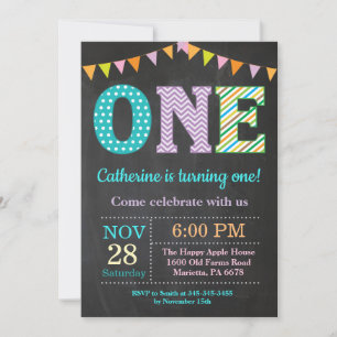 1st Birthday Invitation. Girl First Birthday Invitation
