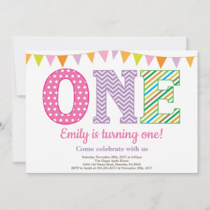 1st Birthday Invitation. Girl First Birthday Invitation