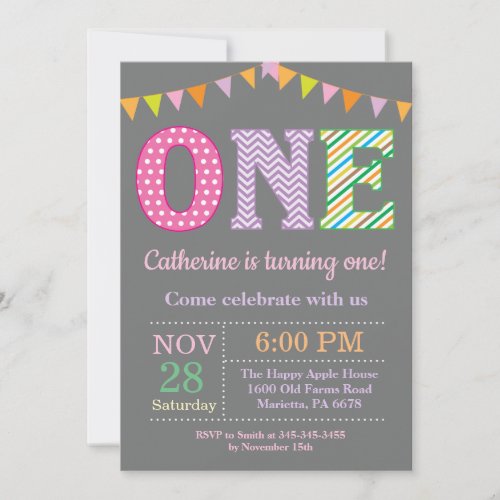 1st Birthday Invitation Girl First Birthday Invitation