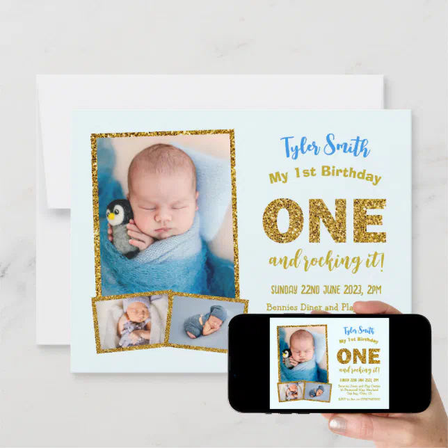 1st Birthday Invitation, ONE boys first birthday Invitation | Zazzle