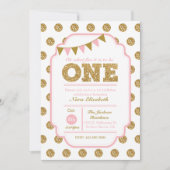 1st Birthday Invitation - Pink And Gold Polka Dots | Zazzle