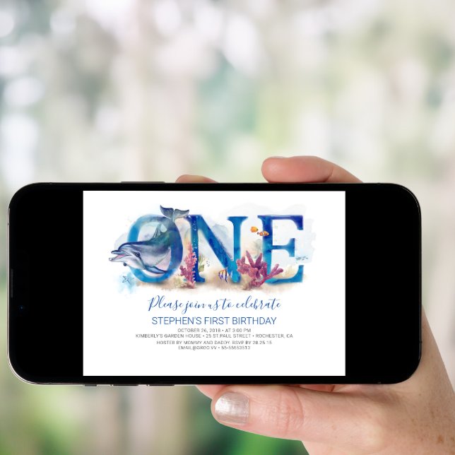 1st Birthday Invitation Under the Sea Ocean Beach (Front Digital)