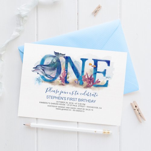 1st Birthday Invitation Under the Sea Ocean Beach