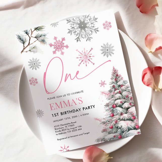 1st Birthday Invitation, Winter One Birthday  Invitation (Creator Uploaded)