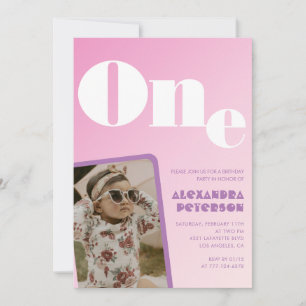 1st birthday invitations girl Pink Gradient Photo