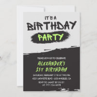 1st birthday invitations Graffiti boy Spray paint