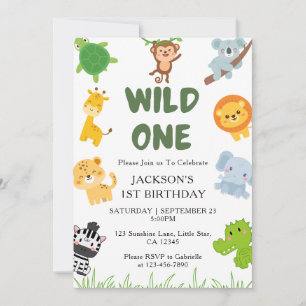 1st birthday invitations kids whimsical wild one