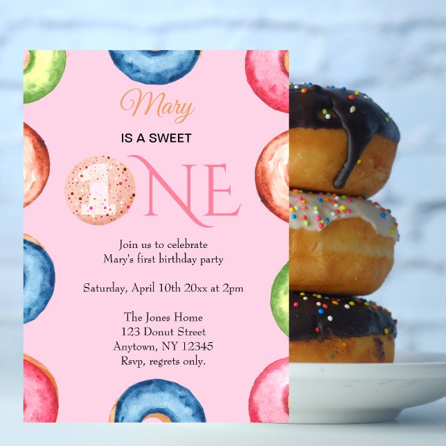 1st birthday invitations Sweet one Cute watercolor (Creator Uploaded)