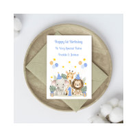 1st Birthday Jungle Animals Twin Boys Card