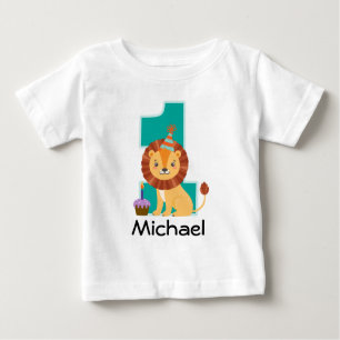 1st Birthday Jungle Lion Personalized Baby T-Shirt
