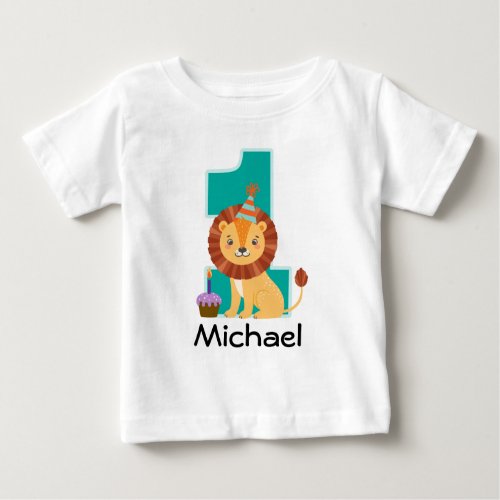 1st Birthday Jungle Lion Personalized Baby T_Shirt